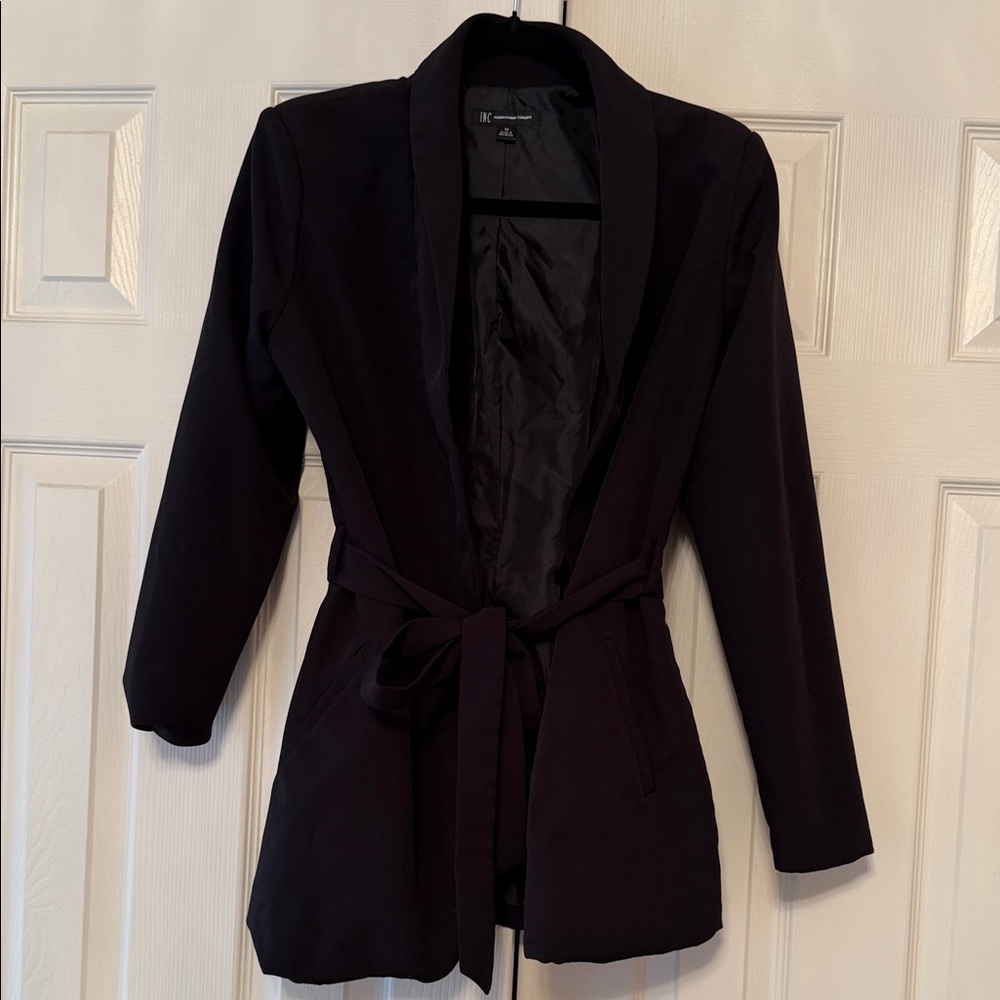 INC Elegant Black Blazer with Belt